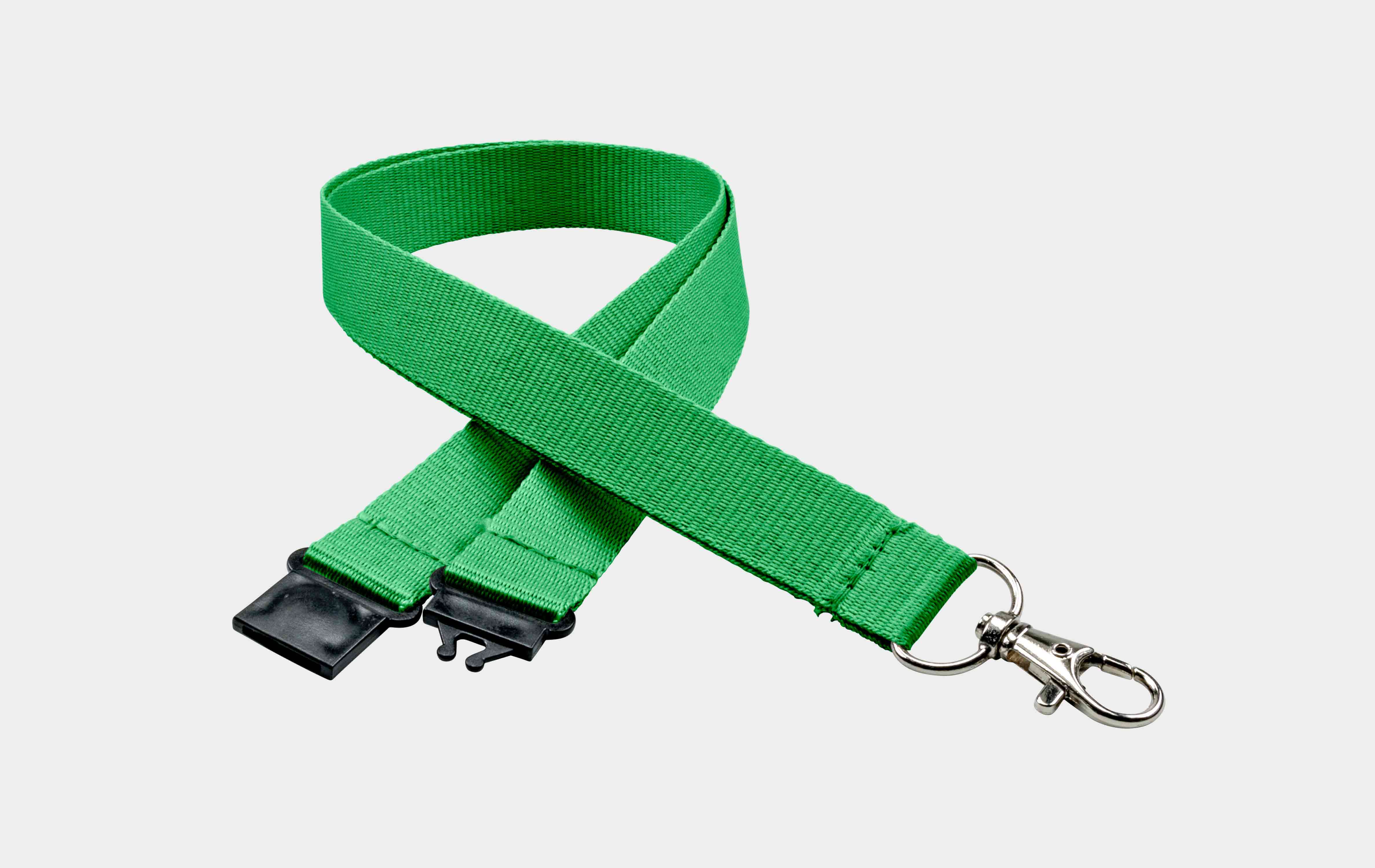 Schlüsselbänder 20 mm, easy going Haken, Sicherheitsverschluss, grün